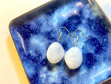 White & Gold or Silver drop bead earrings, white beaded statement earrings, white jewelry, creamy white dangle earrings