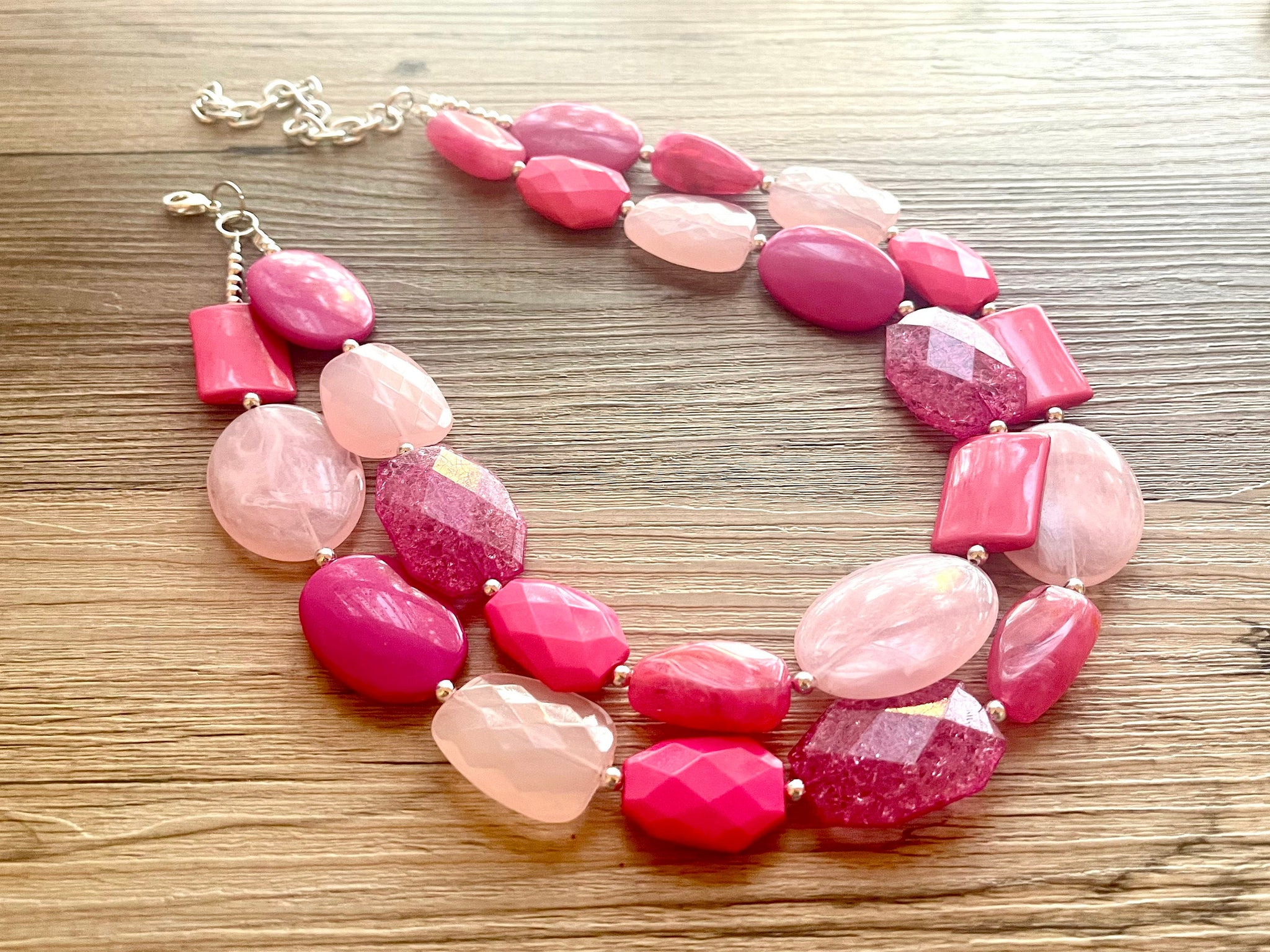 Buy Hot Pink Statement Necklace Jewelry Set, Chunky Jewelry Big Beaded 1  Strand Necklace, Pink Necklace, Dark Pink Jewelry Set Earrings Bracelet  Online in India - Etsy