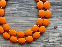 Load image into Gallery viewer, Orange Chunky Statement Necklace, Big beaded jewelry, Double Strand Statement Necklace, Bib necklace, bright orange bridesmaid wedding