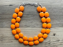 Load image into Gallery viewer, Orange Chunky Statement Necklace, Big beaded jewelry, Double Strand Statement Necklace, Bib necklace, bright orange bridesmaid wedding
