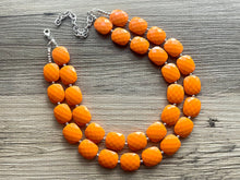 Load image into Gallery viewer, Orange Chunky Statement Necklace, Big beaded jewelry, Double Strand Statement Necklace, Bib necklace, bright orange bridesmaid wedding