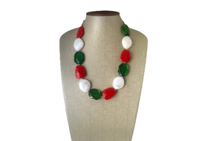 Christmas Necklace, Red White Green Holiday Jewelry, Christmas Jewelry, Red Green Jewelry, Christmas Gift Christmas Present stocking stuffer