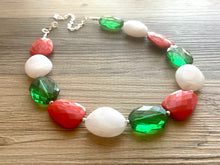 Load image into Gallery viewer, Christmas Necklace, Red White Green Holiday Jewelry, Christmas Jewelry, Red Green Jewelry, Christmas Gift Christmas Present stocking stuffer