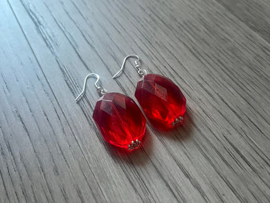 Christmas earrings, Red Statement Drop Holiday Jewelry, Christmas Jewelry, Red Green Jewelry, Christmas Gift Present Stocking Stuffer