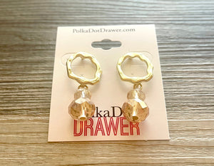Champagne Glass Shiny Drop Earrings, gold drop Earrings, Metal Geometric Earrings, shiny gold jewelry earrings metal confetti