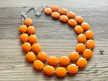 Load image into Gallery viewer, Orange Chunky Statement Necklace, Big beaded jewelry, Double Strand Statement Necklace, Bib necklace, bright orange bridesmaid wedding