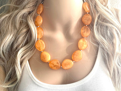 Creamy Orange Statement Necklace & Earring set, orange jewelry, Your Choice of GOLD or SILVER, orange bib chunky necklace, orange jewelry
