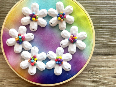 Rainbow Beaded Hoop, Tie Dye Embroidered Circle, Gallery Wall 3D Art Colorful Decor, beaded wall hanging canvas, Bead rainbow baby nursery