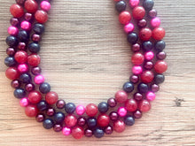 Load image into Gallery viewer, Mixed Berry Triple Strand statement necklace, pretty big beaded chunky jewelry, purple blue red pink jewelry, Pearl bubble necklace