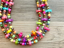 Load image into Gallery viewer, Candy Sherbet Chunky Rainbow Beaded Necklace, Colorful Jewelry statement necklace, big beaded necklace, rainbow jewelry baby