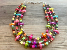 Load image into Gallery viewer, Candy Sherbet Chunky Rainbow Beaded Necklace, Colorful Jewelry statement necklace, big beaded necklace, rainbow jewelry baby