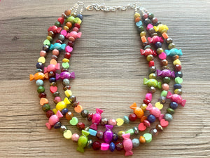 Candy Sherbet Chunky Rainbow Beaded Necklace, Colorful Jewelry statement necklace, big beaded necklace, rainbow jewelry baby