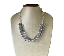 Load image into Gallery viewer, SALE! Gray Bubble Necklace, Chunky Statement Jewelry, single strand gray resin bead necklace