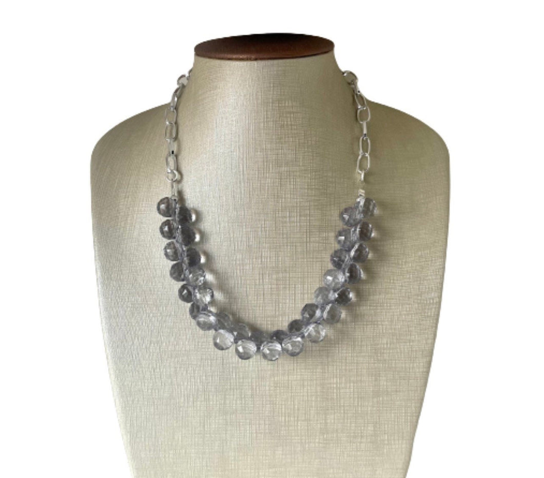 SALE! Gray Bubble Necklace, Chunky Statement Jewelry, single strand gray resin bead necklace