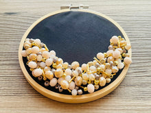 Load image into Gallery viewer, Black Beaded Hoop, Champagne Gold Embroidered Circle, Gallery Wall 3D Art Gray Decor, beaded wall hanging canvas, Bead Ring quilted ring