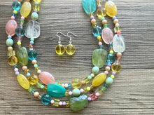 Load image into Gallery viewer, Spring Statement Necklace, Colorful Beaded Necklace, Chunky bib necklace, pastel necklace, pastel jewelry, bridesmaid necklace