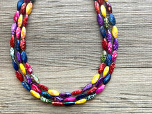 Load image into Gallery viewer, Rainbow Tie Dye Beaded Necklace, Colorful Jewelry, Chunky statement necklace, big beaded necklace, rainbow jewelry, rainbow baby confetti