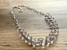 Load image into Gallery viewer, SALE! Gray Bubble Necklace, Chunky Statement Jewelry, single strand gray resin bead necklace