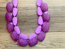 Load image into Gallery viewer, Purple Lover Necklace, multi strand colorful jewelry, big beaded chunky statement necklace, violet necklace, purple girl jewelry