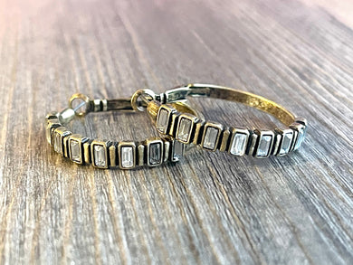 Gold Dipped Rhinestone Hoop earrings, round circle channel, lever back hoop jewelry, bronze earrings jewelry, hoops thin Crystal diamond