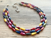 Load image into Gallery viewer, Rainbow Tie Dye Beaded Necklace, Colorful Jewelry, Chunky statement necklace, big beaded necklace, rainbow jewelry, rainbow baby confetti