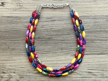 Load image into Gallery viewer, Rainbow Tie Dye Beaded Necklace, Colorful Jewelry, Chunky statement necklace, big beaded necklace, rainbow jewelry, rainbow baby confetti