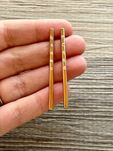 Load image into Gallery viewer, Gold Stick Straight earrings, skinny drop bar earrings, gold geometric earrings pierced dangle drop Statement, clearance gold drop dangle