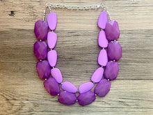 Load image into Gallery viewer, Purple Lover Necklace, multi strand colorful jewelry, big beaded chunky statement necklace, violet necklace, purple girl jewelry