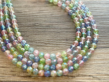 Load image into Gallery viewer, Pastel Picnic Statement Necklace, Colorful Beaded Necklace, Chunky bib necklace, pastel necklace, pastel jewelry, bridesmaid necklace