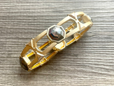 Gray Crystal Beaded Statement bracelet, Gold stretch bracelet, gold beaded jewelry, Stretchy bracelet