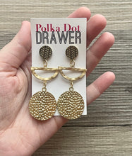 Load image into Gallery viewer, Gold Hammered Metallic statement earrings, Metal Geometric bead Statement round colors jewelry gold necklace chunky drop hook