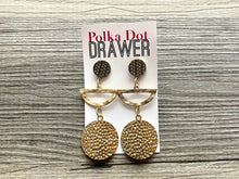 Load image into Gallery viewer, Gold Hammered Metallic statement earrings, Metal Geometric bead Statement round colors jewelry gold necklace chunky drop hook