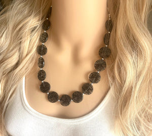 Black Lace Resin Necklace, single strand jewelry, big beaded chunky statement necklace, black jewelry, bridesmaid necklace, bib necklace