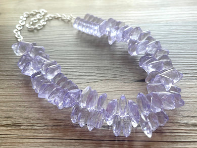 Lavender Necklace, Long Drop Light Purple Necklace, Bridesmaid Necklace, Purple bridesmaid, layering necklace lilac beaded geometric