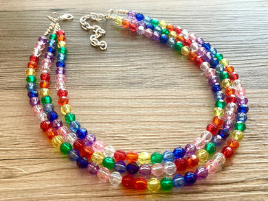 Dorthy’s Rainbow Beaded Necklace, Colorful Jewelry, Chunky statement necklace, big beaded necklace, rainbow jewelry, rainbow baby