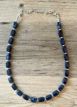 Load image into Gallery viewer, Navy Blue Chunky Statement Necklace, single strand necklace, blue necklace, dark blue necklace, navy blue wedding, bridesmaid necklace