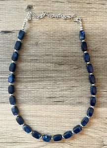 Navy Blue Chunky Statement Necklace, single strand necklace, blue necklace, dark blue necklace, navy blue wedding, bridesmaid necklace