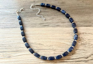 Navy Blue Chunky Statement Necklace, single strand necklace, blue necklace, dark blue necklace, navy blue wedding, bridesmaid necklace