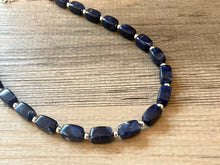 Load image into Gallery viewer, Navy Blue Chunky Statement Necklace, single strand necklace, blue necklace, dark blue necklace, navy blue wedding, bridesmaid necklace