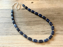 Load image into Gallery viewer, Navy Blue Chunky Statement Necklace, single strand necklace, blue necklace, dark blue necklace, navy blue wedding, bridesmaid necklace