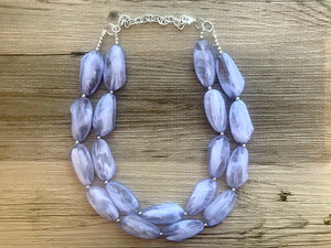 Big Bead Periwinkle Necklace, Double Strand Statement Jewelry, purple blue Chunky bib bridesmaid everyday bubble jewelry sky blue gray