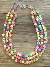 Load image into Gallery viewer, Summer Moscato Punch Necklace, fruity colorful rainbow jewelry, fruit punch necklace, fruit salad chunky necklace, bib statement