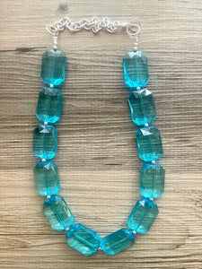 Teal Big Beaded Statement Necklace, beaded jewelry, blue jewelry, teal beaded necklace, turquoise jewelry, blue necklace, chunky beaded bib