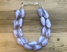 Load image into Gallery viewer, Big Bead Periwinkle Necklace, Double Strand Statement Jewelry, purple blue Chunky bib bridesmaid everyday bubble jewelry sky blue gray