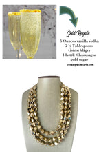 Load image into Gallery viewer, Gold Royale chunky statement necklace, big beaded jewelry, gifts for women bib jewelry Multi-Strand Nugget metallic resin gold painted