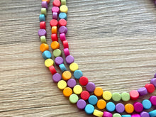 Load image into Gallery viewer, Razzle Dazzle Rainbow Beaded Necklace, Colorful Jewelry Chunky statement necklace, beaded necklace jewelry pride confetti