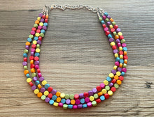 Load image into Gallery viewer, Razzle Dazzle Rainbow Beaded Necklace, Colorful Jewelry Chunky statement necklace, beaded necklace jewelry pride confetti