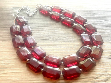 Cranberry Statement jewelry set, Chunky Beaded Necklace, maroon Jewelry, bright colorful Necklace, Marsala beaded burgundy earrings