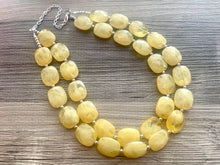 Load image into Gallery viewer, Marigold Double Strand Statement Necklace,  Chunky yellow Oval Beaded Bib Jewelry earrings, yellow jewelry set, marigold gold jewelry