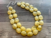 Load image into Gallery viewer, Marigold Double Strand Statement Necklace,  Chunky yellow Oval Beaded Bib Jewelry earrings, yellow jewelry set, marigold gold jewelry